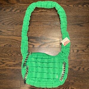 Free People Green Quilted Baby Carryall Sling Bag